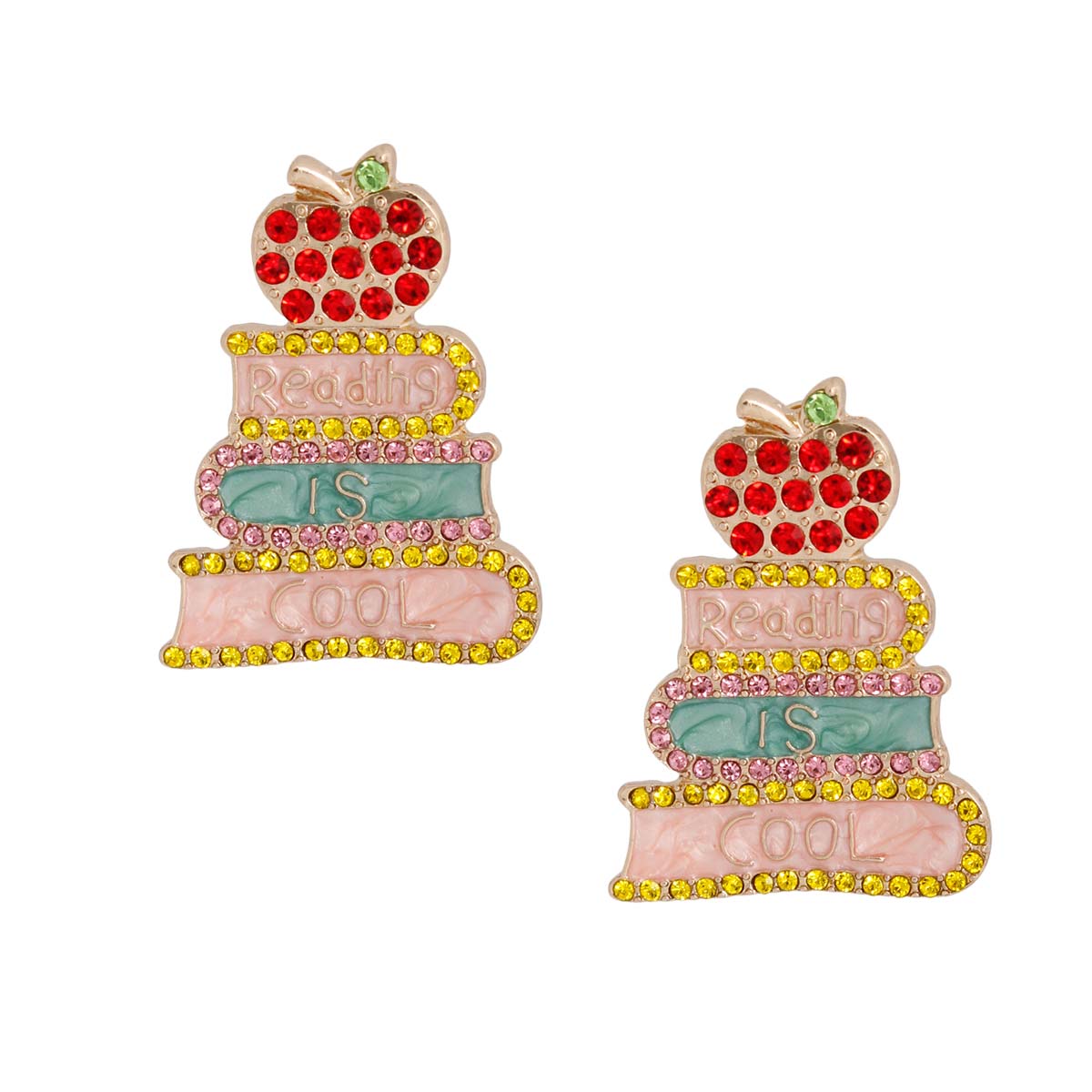 Reading is Cool Bling Studs|1.5 inches - Premium Wholesale Jewelry from Pinktown - Just $15! Shop now at chiquestyles