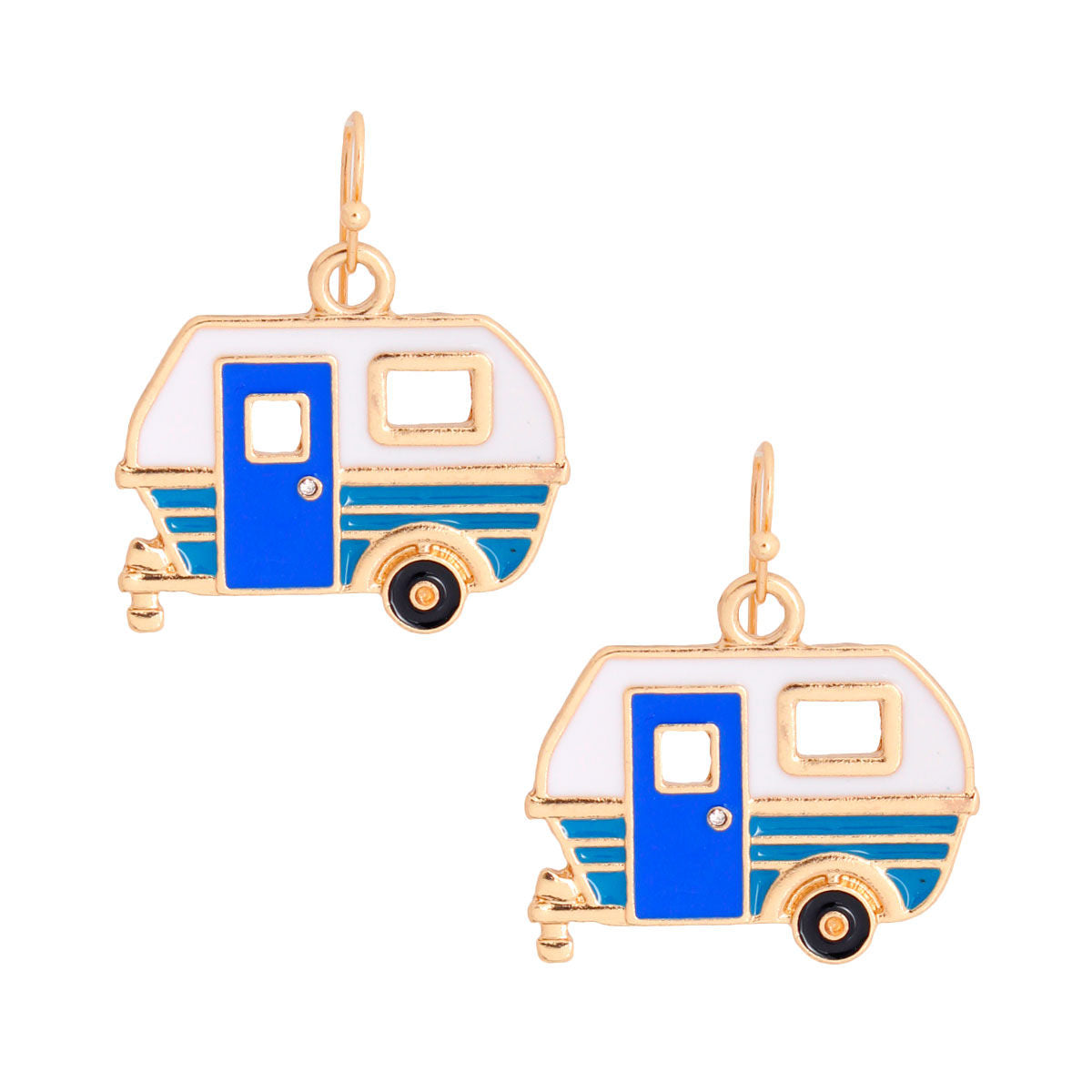 Gold and Blue Camper Earrings|1 inch - Premium Wholesale Jewelry from Pinktown - Just $10! Shop now at chiquestyles