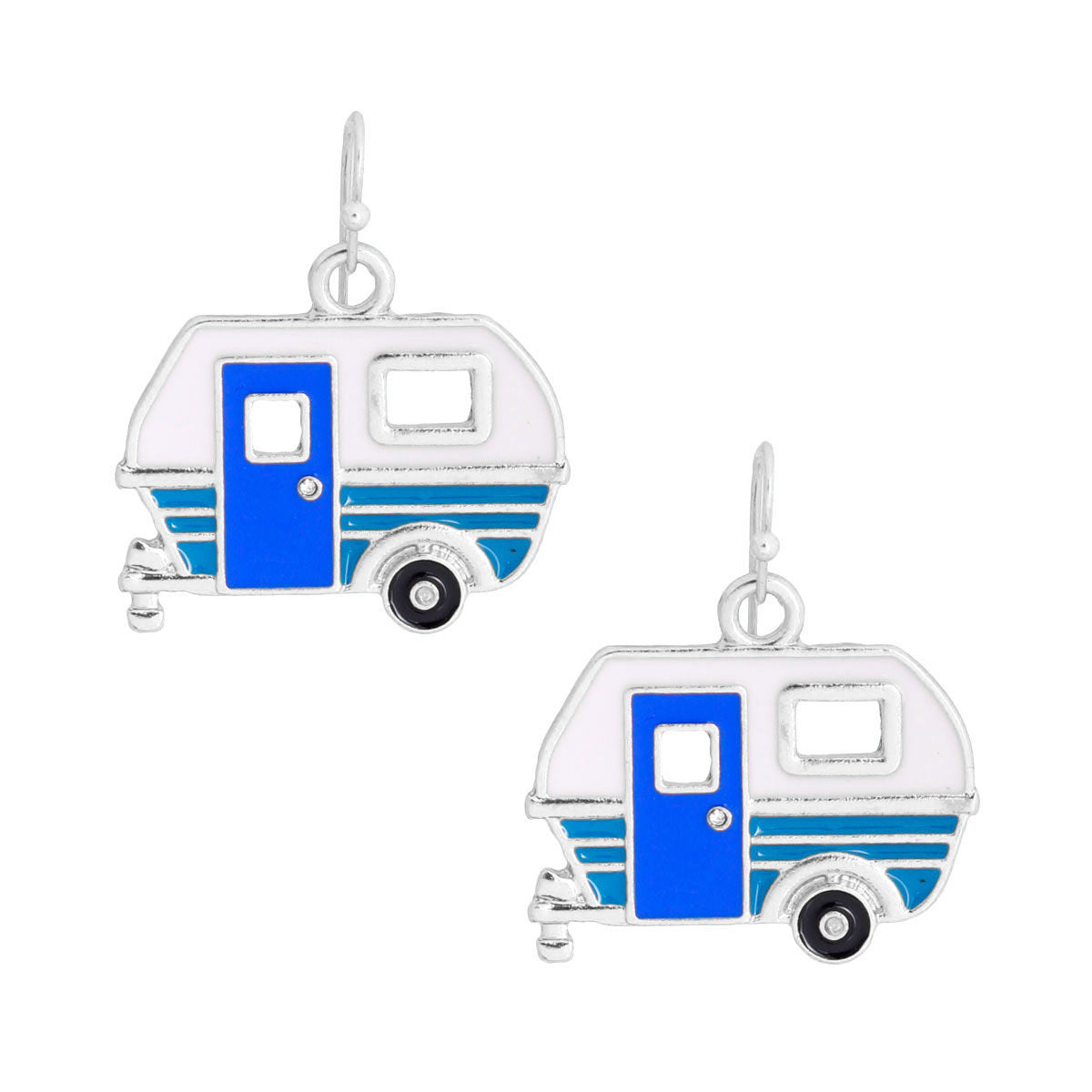 Silver and Blue Camper Earrings|1 inch - Premium Wholesale Jewelry from Pinktown - Just $10! Shop now at chiquestyles