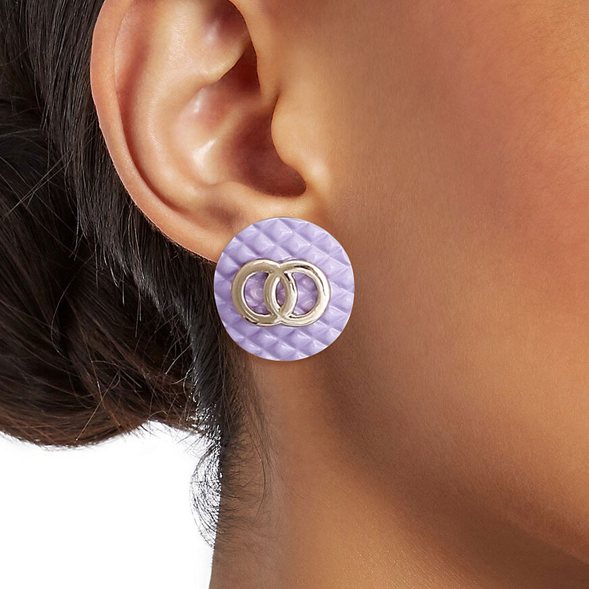 Lavender Pastel Designer Style Quilted Studs|.85 inches - Premium Wholesale Jewelry from Pinktown - Just $7! Shop now at chiquestyles