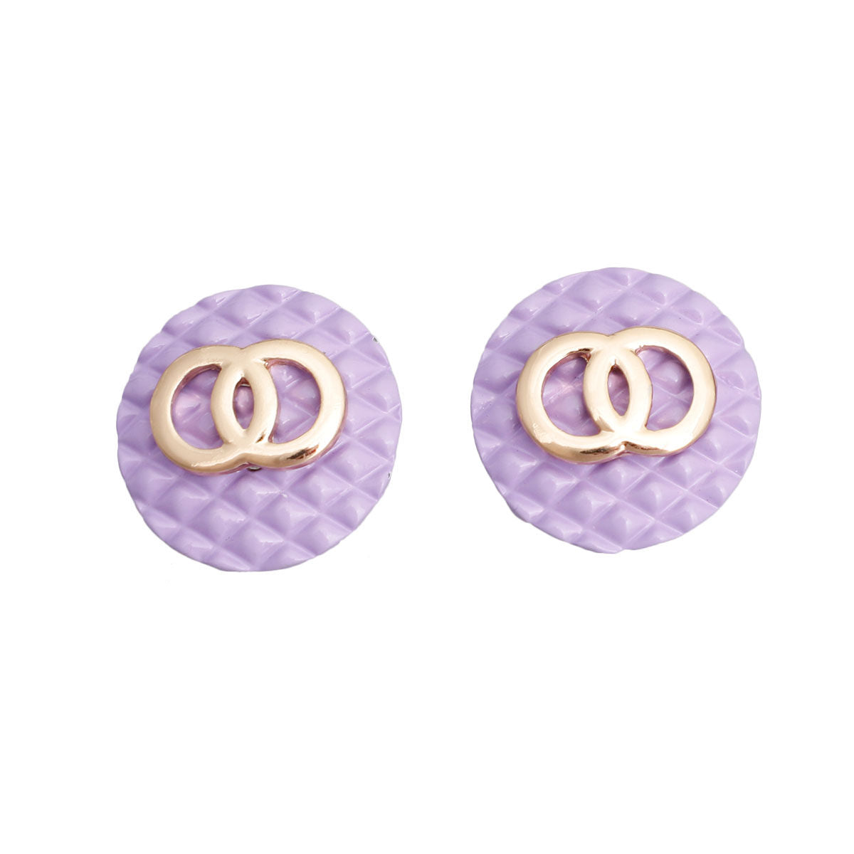 Lavender Pastel Designer Style Quilted Studs|.85 inches - Premium Wholesale Jewelry from Pinktown - Just $7! Shop now at chiquestyles