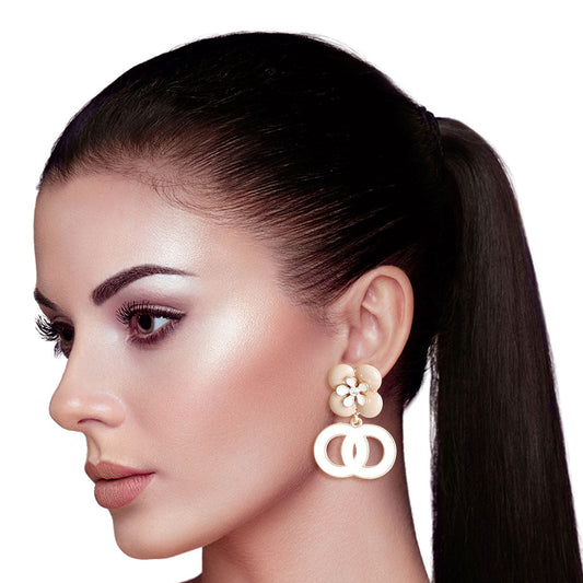 Ivory Flower Designer Earrings|1.5 inches - Premium Wholesale Jewelry from Pinktown - Just $10! Shop now at chiquestyles