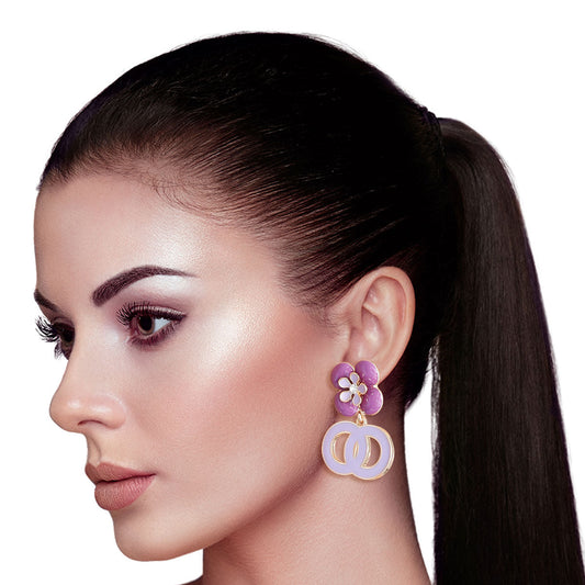 Lavender Flower Designer Earrings|1.5 inches - Premium Wholesale Jewelry from Pinktown - Just $10! Shop now at chiquestyles