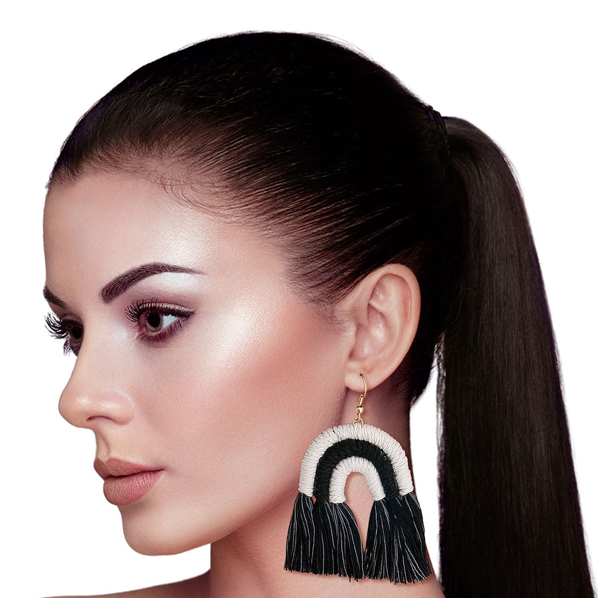 Black Tassel Arc Earrings|2.5 inches - Premium Wholesale Jewelry from Pinktown - Just $12! Shop now at chiquestyles