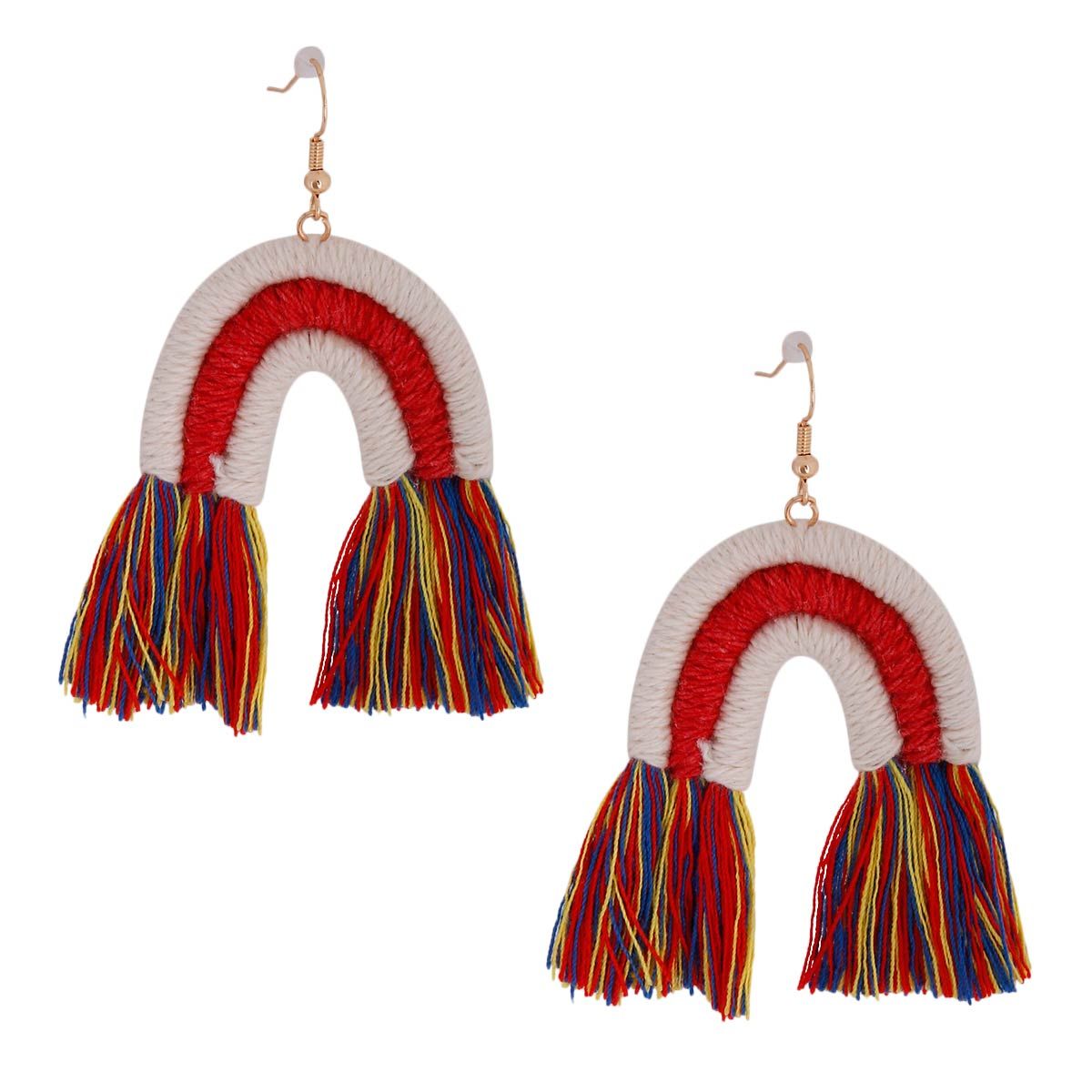 Multi Color Tassel Arc Earrings|2.5 inches - Premium Wholesale Jewelry from Pinktown - Just $12! Shop now at chiquestyles