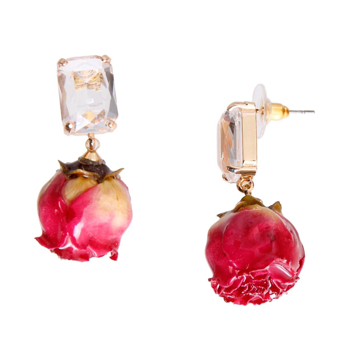 Purple Dried Rose Bud Earrings|1.5 inches - Premium Wholesale Jewelry from Pinktown - Just $13! Shop now at chiquestyles