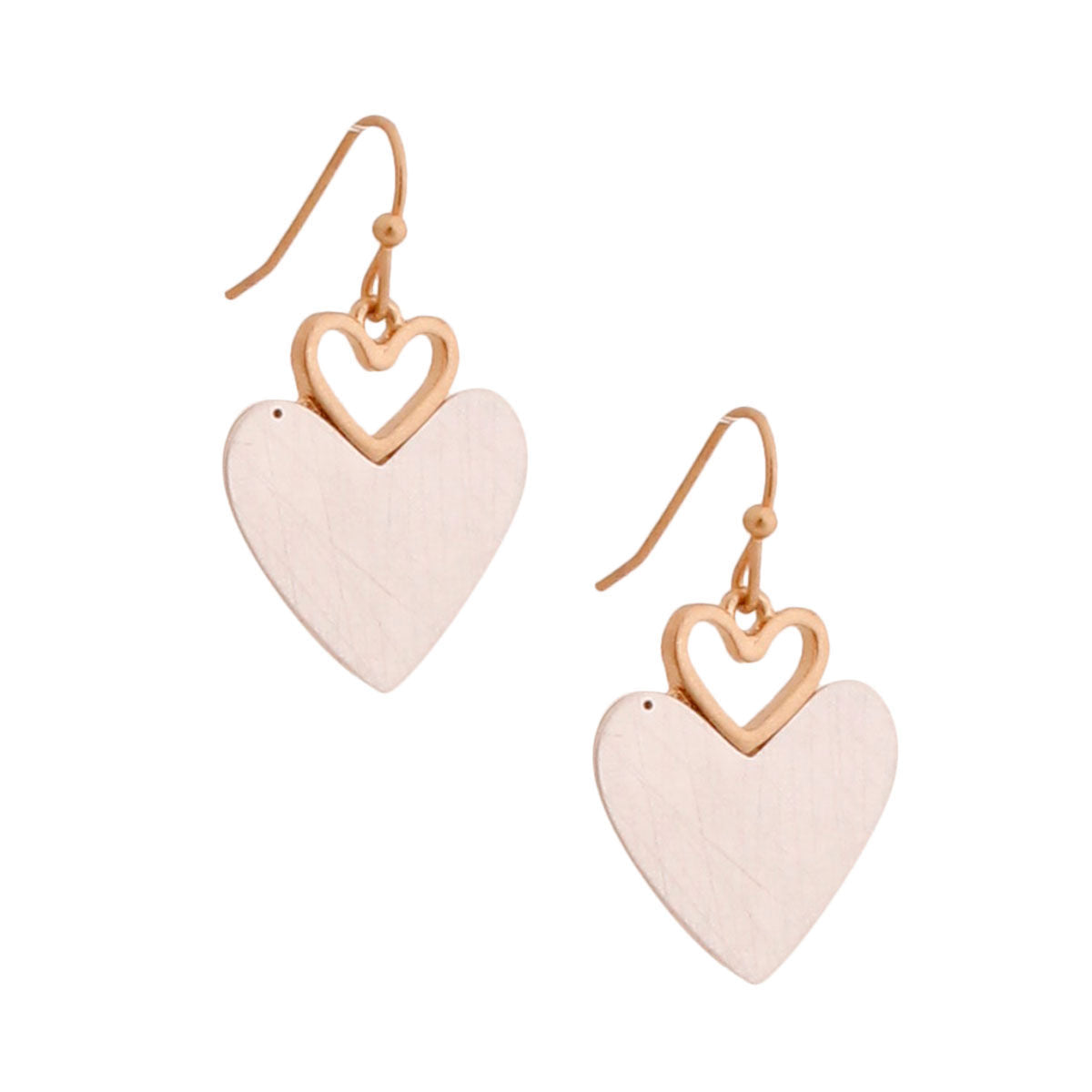 Scratched Heart Drop Earrings - Premium Wholesale Jewelry from Pinktown - Just $10! Shop now at chiquestyles