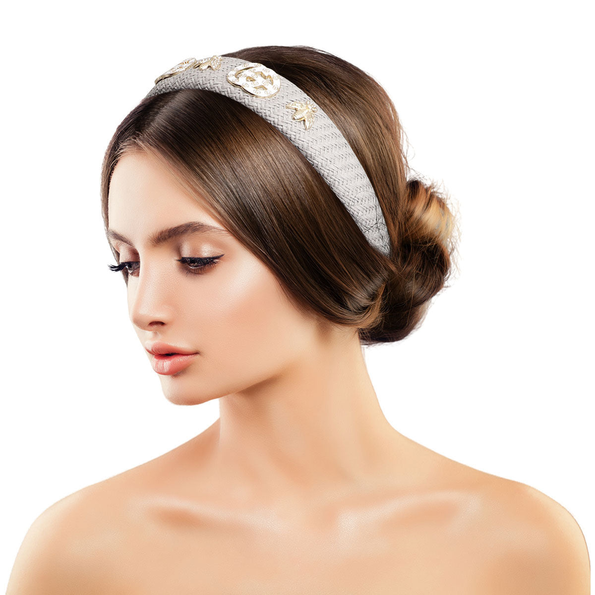 Gray Woven Raffia Designer Headband|Adjustable - Premium Wholesale Fashion Accessories from Pinktown - Just $21! Shop now at chiquestyles