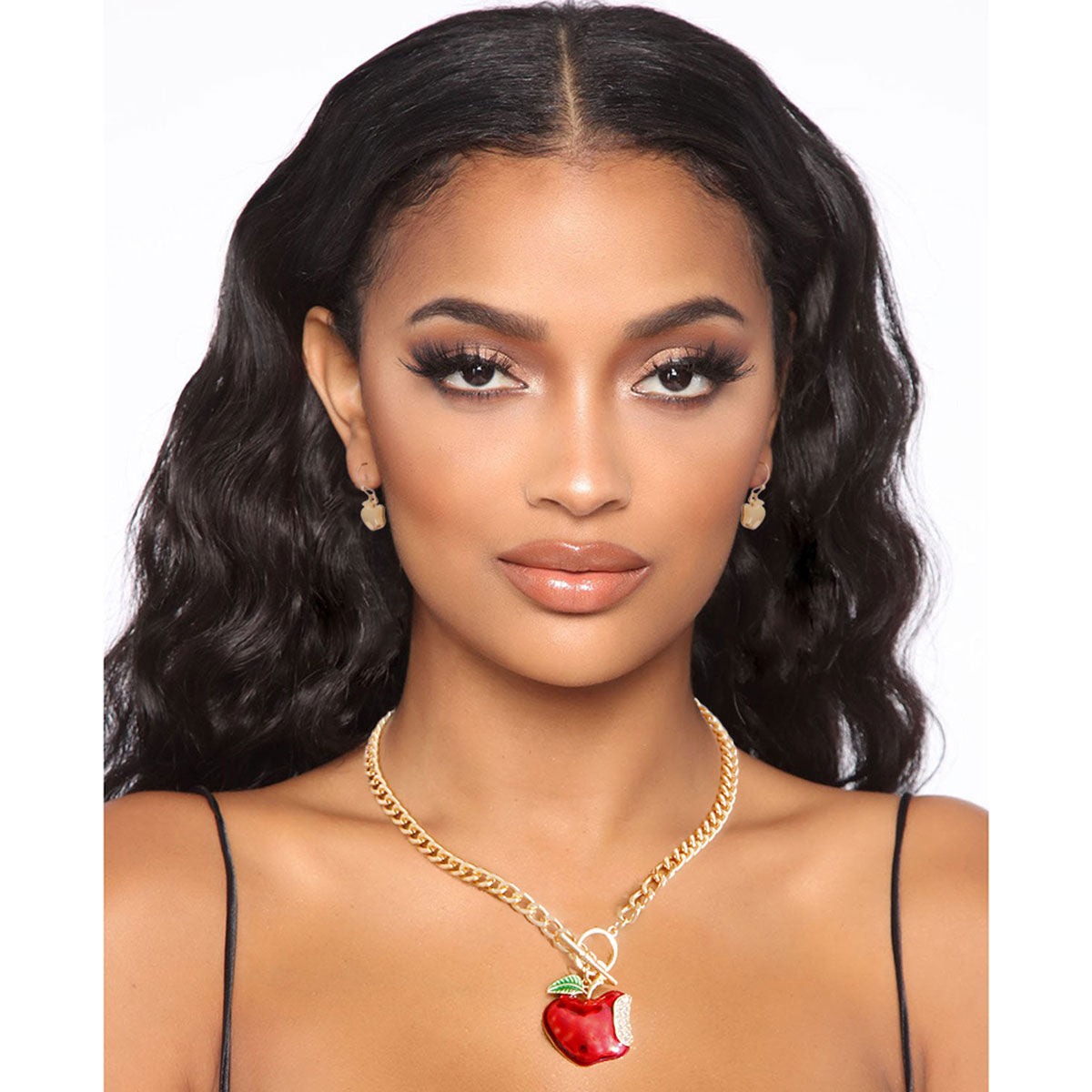 Red Apple Toggle Necklace|17 inches - Premium Wholesale Jewelry from Pinktown - Just $13! Shop now at chiquestyles