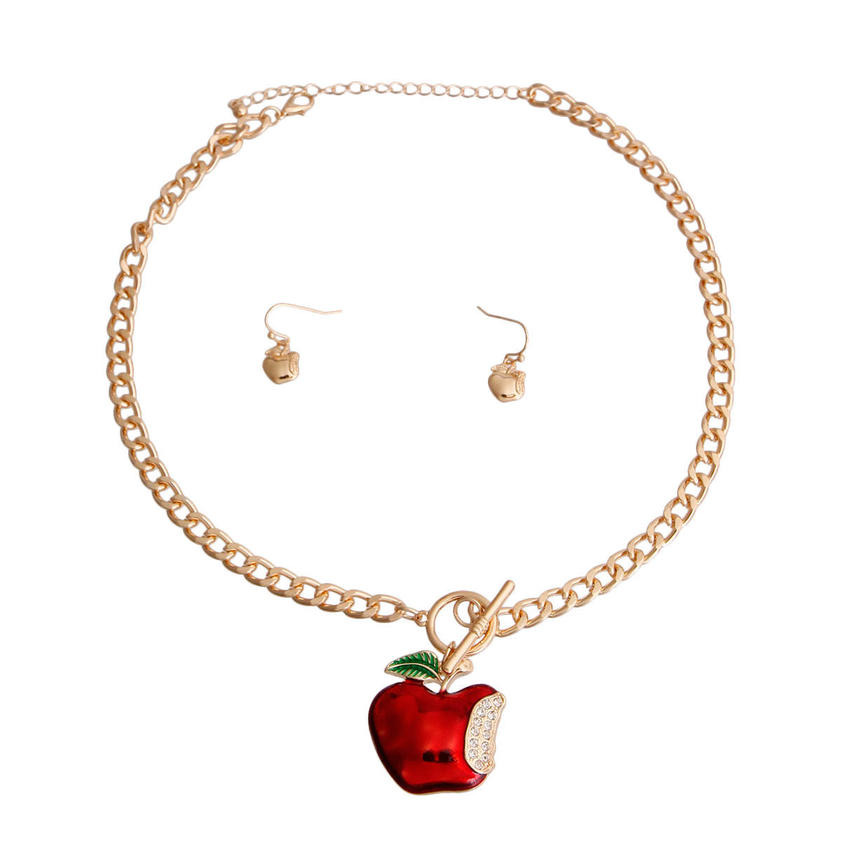 Red Apple Toggle Necklace|17 inches - Premium Wholesale Jewelry from Pinktown - Just $13! Shop now at chiquestyles