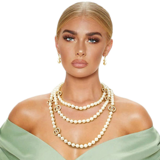 Triple Layer Cream Pearl Infinity Necklace - Premium Wholesale Jewelry from Pinktown - Just $30! Shop now at chiquestyles