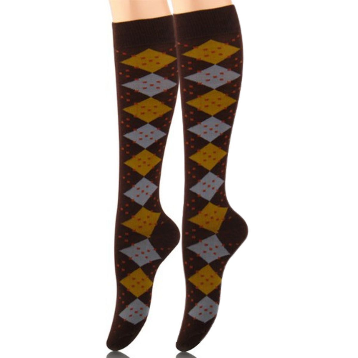 Socks Knee High Brown Diamond for Women - Premium Wholesale Fashion Accessories from Pinktown - Just $6! Shop now at chiquestyles
